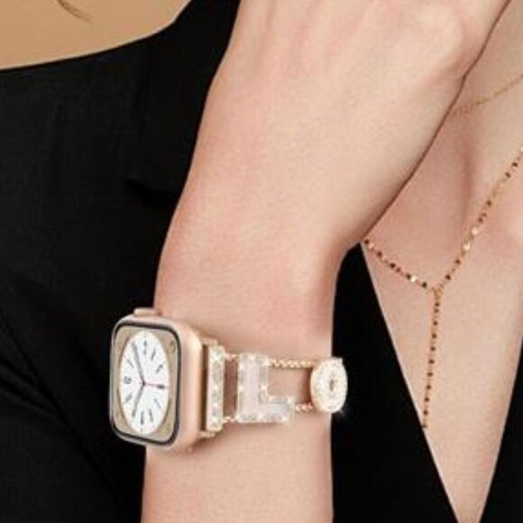 NEW Diamond Crystal Gold Luxury Apple Watch Band - Picture 4 of 6